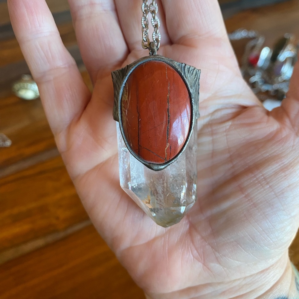 Rad Callisto Jewelry Quartz and Red Jasper crystal necklace